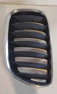 BMW X5 LH 2004 parrilla (montaje en capó superior) negro y cromo usado OEM Foto 1 de 4