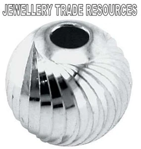 STERLING SILVER 10mm HOLLOW BEAD JEWELLERY MAKING CORRUGATED BEAD - Picture 1 of 1