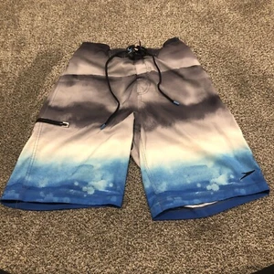 Speedo Swim Trunks Adult Small Black Blue Bathing Suit Board Board Shorts Mens - Picture 1 of 10