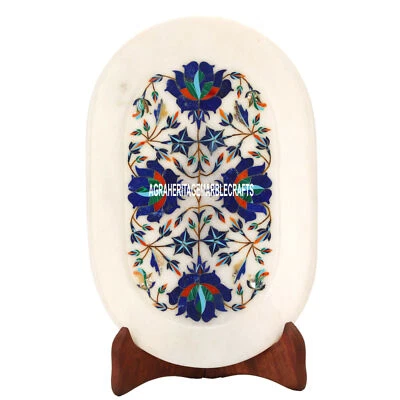 9''x6'' Marmor Tablett Lapislazuli Inlay Floral Arts Küche Home Decor... - Bild 1 von 4