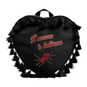 DOLCE & GABBANA Bag Black Heart L'Amore Patch Embellished Kids Backpack 810usd - Picture 1 of 13