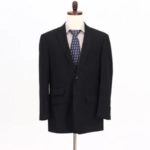 Perry Ellis 44R Black Sport Coat Blazer Jacket Striped 2B Polyester - Picture 1 of 11