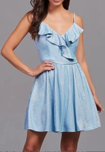 EMERALD SUNDAE Shimmering light Blue Prom Cocktail Dress. Size Medium - Picture 1 of 5
