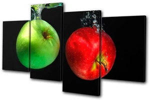 Food Kitchen Fruit Water Splash MULTI CANVAS WALL ART Picture Print VA - Picture 1 of 1