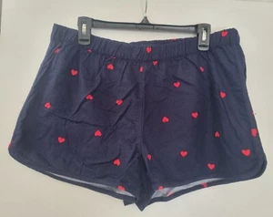 NWT GAP Body Women's Flannel Pajama Shorts Navy Heart. Size Large - Picture 1 of 4