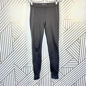 Vince Leather Piped Legging Joggers Charcoal Gray Ponte Knit Stretch Size XS - Picture 1 of 9