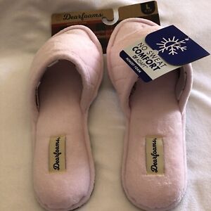 Dearfoams Women's Beatrice Slide Gore        Slide Slipper  Pink  size 9-10  NEW