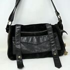 Dark Matter Leather And Suede Hobo Belt Messenger Bag Purse Black Moto