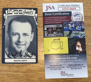 Waite Hoyt Signed Autographed 1975 TCMA All Time Greats Card JSA Certified