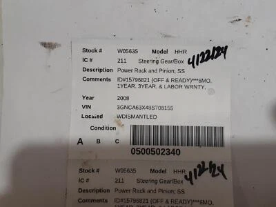 Used Rack and Pinion Assembly fits: 2008 Chevrolet Hhr Power Rack and Pinion SS - Image 1 of 4