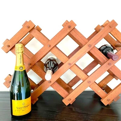 Vintage Teak Wood Wine Rack by Goodwood  Folding MCM Midcentury Modern Accordion - Image 1 of 4