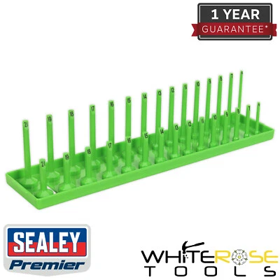 Sealey Socket Holder Rail High Visibility Green 3/8" Square Drive 6-21mm Premier - Image 1 of 3