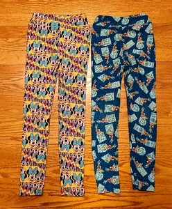 2 Pairs LuLaRoe Leggings Children's L/XL Disney Minnie Mouse & Daisy Duck Girls - Picture 1 of 9