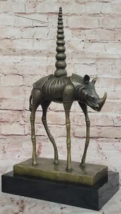 Salvador Dali-Cosmic Rhinoceros Genuine Bronze Sculpture Home office Decor Gift - Picture 1 of 10