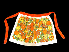 Vtg 70s Half Apron Orange Terry Cloth Fruit Oranges Pear Leaves NEW NOS Made USA