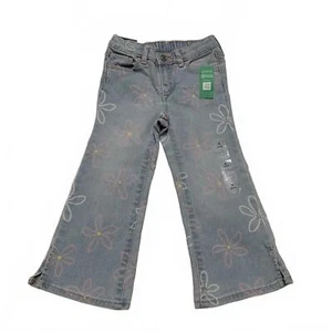 Gap Girls Size 4 yrs light blue Floral Print Denim Jeans elastic waist - Picture 1 of 9