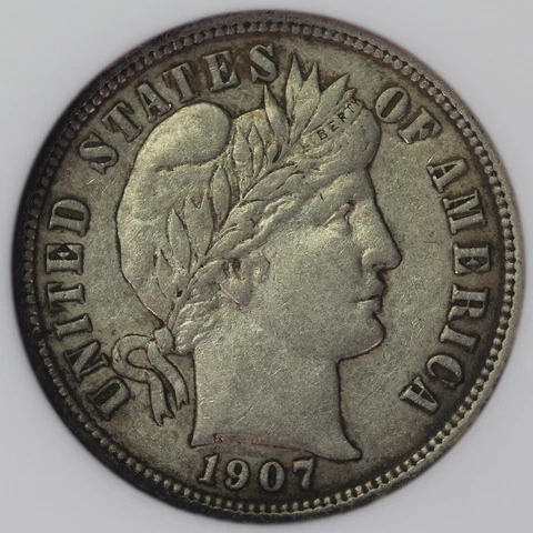 1907 10c Barber Dime NGC AU 50 Cover