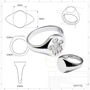 Prince Of Wales Feathers Signet Ring 925 Sterling Silver 14 X 12mm UK HM Solid - Picture 1 of 6