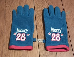 Disney Store Vintage Mickey 28 Winter Gloves Size 4T-5T Blue With Red - Picture 1 of 4