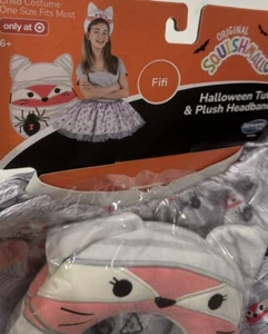 Girls Squishmallows Fifi Halloween Mummy Tutu & Plush Headband Kellytoys 6+ NEW - Picture 1 of 6