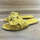 Tory Burch Womens Sandals 8.5 M Yellow Suede Knot Knotted Slides Flats