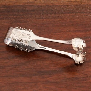 COP STOCKHOLM SWEDISH 800 SILVER SUGAR TONGS SAMI LAPLANDER MOTIFS 1958 - Picture 1 of 6