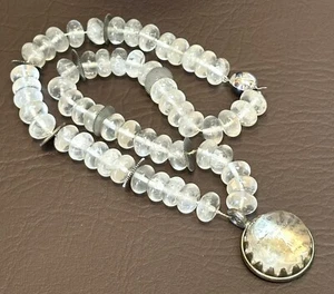 Artisan Rock Crystal Beads And Pendant Steampunk Watch Parts Necklace Vintage - Picture 1 of 14