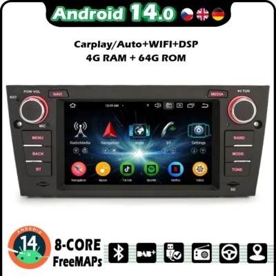 8-Core Android 14 Autoradio WIFI DAB+GPS CarPlay per BMW Serie 3 E90 E91 E92 E93 - Immagine 1 di 4
