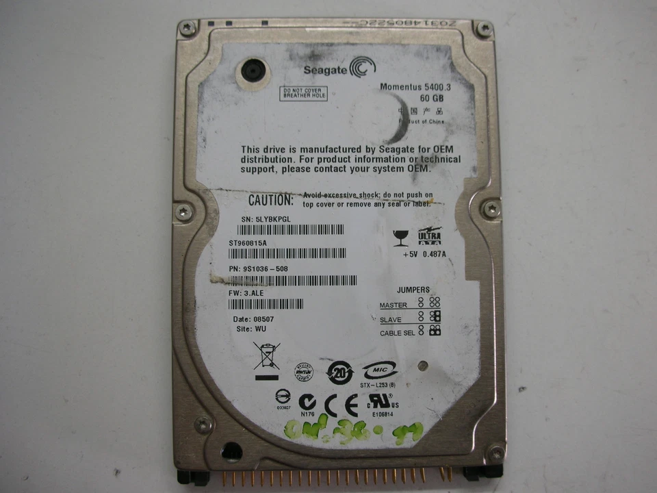 Ok! Seagate Momentus 5400.3 60gb ST960815A 100390530 3.ALE 2,5 " Ide - Image 1 of 1