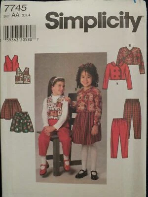 Sweet OOP SIMPLICITY 9577 Tdlr Girls Jacket Vest Skirt & Pants PATTERN 2-3-4 UC - Image 1 of 3