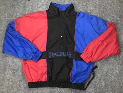 Chaqueta Pullover Rompevientos Spalding Anorak Vintage Años 90 Roja Negra Azul Grande Foto 1 de 4