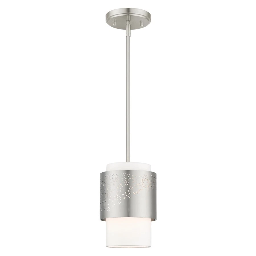 Livex Noria 1 Light Pendant, Brushed Nickel - 46259-91 - Image 1 of 1