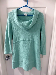 New! w/out tags, CMC by Color Me Cotton aqua 100% cotton heavy knit l/s tunic - Picture 1 of 18