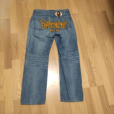 USED (AUTHENTIC) BATHING APE DENIM PANTS, SIZE SMALL GOOD - Image 1 of 4