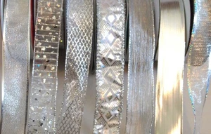 5 Yards Silver 1 1/2" Wired Ribbon Wedding Anniversary Christmas 5yd Choose - Picture 1 of 9