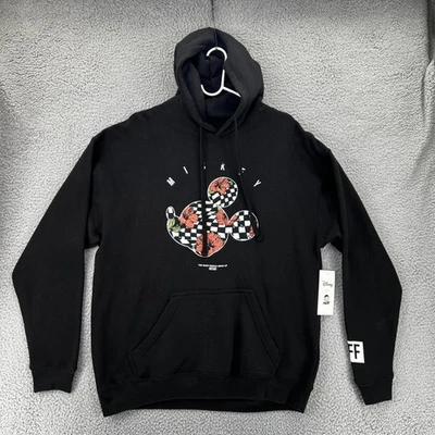 Disney Neff Hoodie Mens Large Black Mickey Mouse Sweatshirt Floral Official NWT - Image 1 of 4