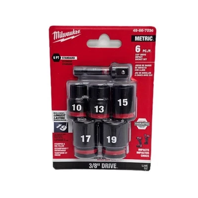 Milwaukee Tool 49-66-7036 6PC SHOCKWAVE Impact Duty 3/8" Drive Metric Socket Set - Image 1 of 2