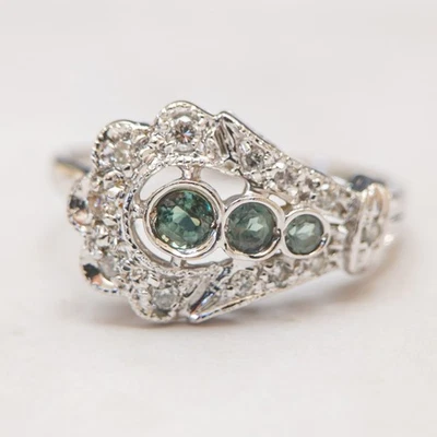 14k White Gold Color-Change Lab Spinel Ring — Weinman Brothers vintage cluster - Image 1 of 4