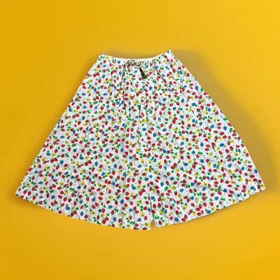 Винтажная клубничная трапециевидная юбка ручной работы Cottagecore Summer Garden Milkmaid 26 дюймов - Изображение 1 из 4