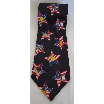 Corbata Looney Tunes EE. UU. Estrellas Patrióticas Rayas Bichos Piolín Silvestre Mania 1995 Foto 1 de 4