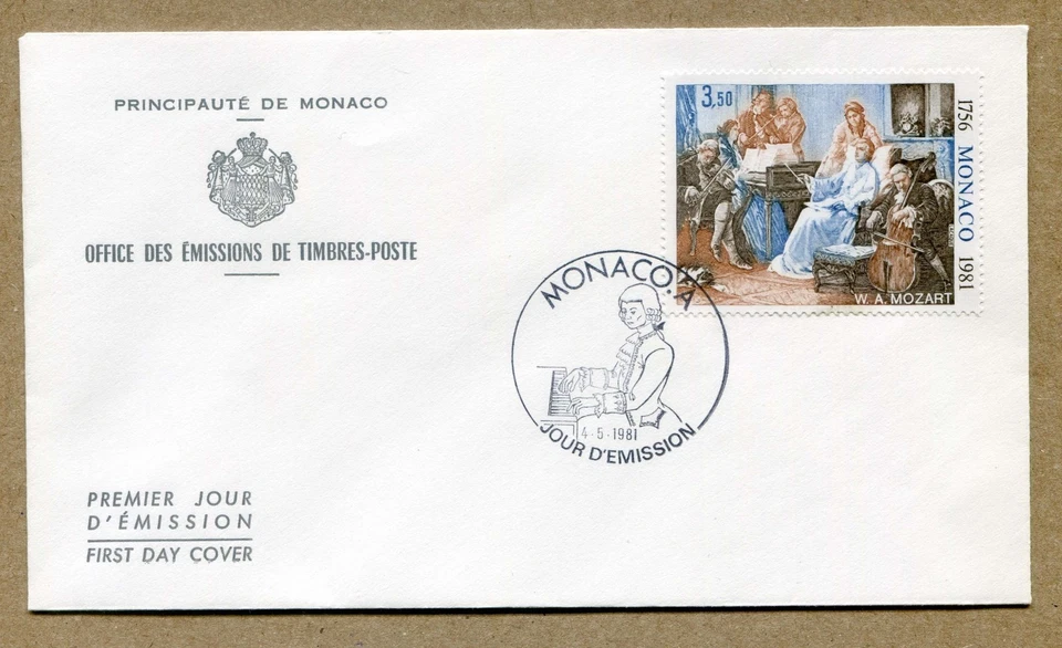 MONACO. First Day Cover 1756 / 1981 W.A. MOZART APRIL. 5, 1981 FDC - Image 1 of 2