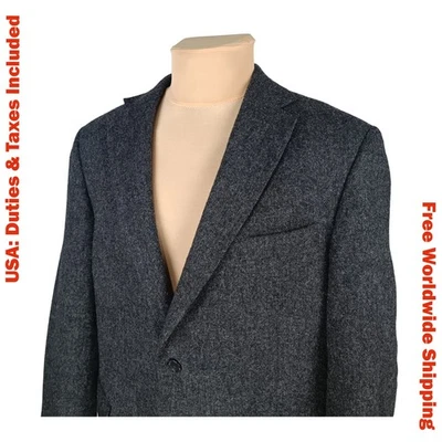 M&S Marks&Spencer Moon Mens Gray Wool Tweed Blazer Jacket Size 112 cm / 44 in - Image 1 of 4