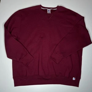 Vintage 2000er Russell sportlicher Pullover Sweatshirt mit Rundhalsausschnitt weinrot unbedruckt 2XL - Bild 1 von 10