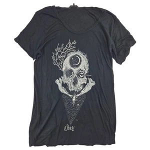Obey | Black, Distressed Skull & Jawbone T-shirt | Size Medium - Picture 1 of 6