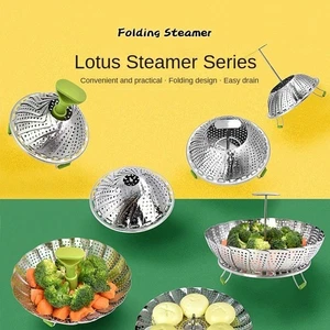 VEGETABLE STEAMER 100% High Grade Stainless Steel Foldable Steamer Multifunction - Picture 1 of 11