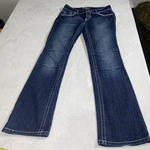 Amethyst Jeans Damen 7 Blau Bootcut Low Rise Dark Wash Stretch Y2K Style Jeans - Bild 1 von 14