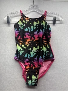Girls Art Class Onepiece Swimsuit Pink Tropical Print S 6/7 Retail $23 - Picture 1 of 5