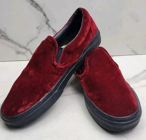 VANS Classic Slip On Red Velvet Oxblood Low Top Shoes Men's Size 6.5 Women's 8 - Picture 1 of 21