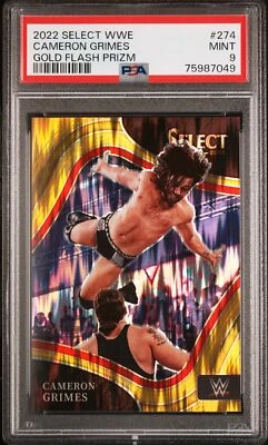 2022 Panini Select WWE #274 Cameron Grimes Gold Flash Prizm Ringside /10 PSA 9 - Image 1 of 2