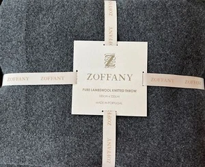 ZOFFANY~Throw~Knit~71”x87”~CHARCOAL/gray~100% LAMBSWOOL~made in PORTUGAL~NWT~ - Picture 1 of 9